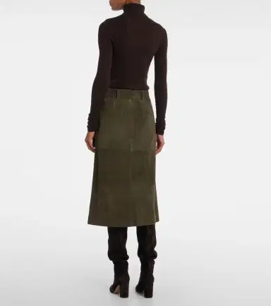 Veronica Beard Alexie belted suede midi skirt | Thumbnail 3