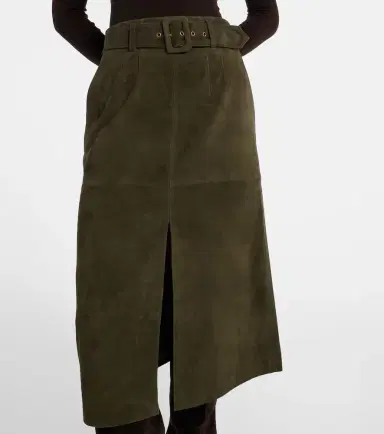Veronica Beard Alexie belted suede midi skirt | Thumbnail 4