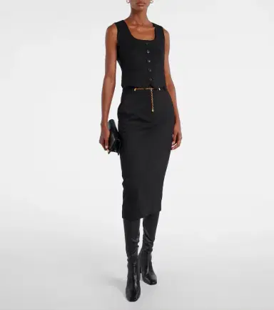 Veronica Beard Belted wool pencil skirt | Thumbnail 2