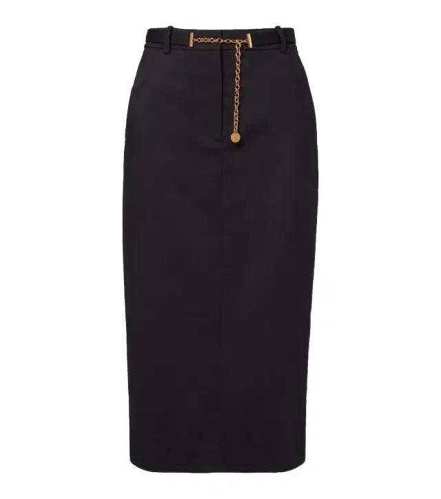 Belted wool pencil skirt