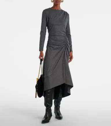 Veronica Beard Theodora ruched wool-blend midi dress | Thumbnail 5 Veronica Beard Theodora ruched wool-blend midi dress | Thumbnail 5