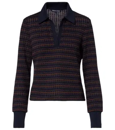 Veronica Beard Kamal striped polo sweater | Thumbnail 1 Veronica Beard Kamal striped polo sweater | Thumbnail 1