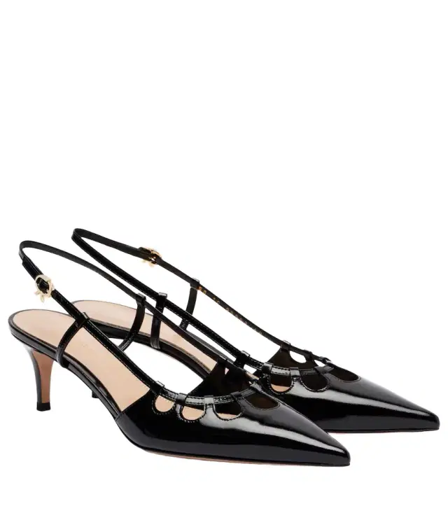 Gianvito Rossi Pointy 55 patent leather slingback pumps
