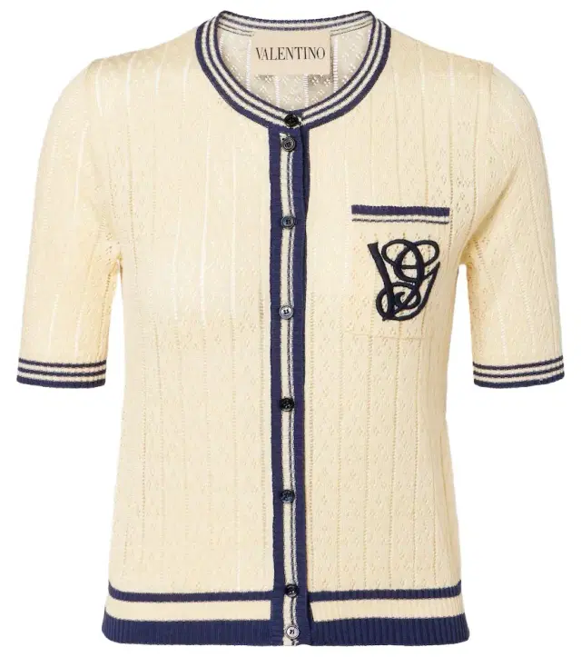 Valentino Cable-knit linen-blend cardigan