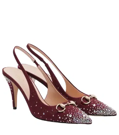 Gucci Horsebit GG Canvas 85 slingback pumps | Thumbnail 1 Gucci Horsebit GG Canvas 85 slingback pumps | Thumbnail 1