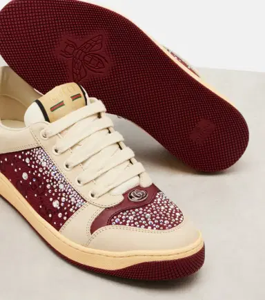 Gucci Screener embellished canvas and leather sneakers | Thumbnail 2 Gucci Screener embellished canvas and leather sneakers | Thumbnail 2