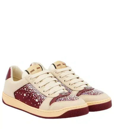 Gucci Screener embellished canvas and leather sneakers | Thumbnail 1 Gucci Screener embellished canvas and leather sneakers | Thumbnail 1