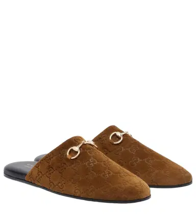 Gucci Horsebit GG suede mules | Thumbnail 1 Gucci Horsebit GG suede mules | Thumbnail 1