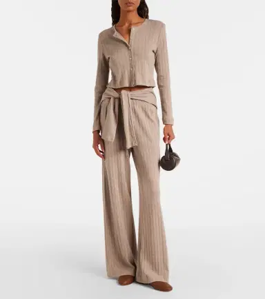 Leset Cropped pointelle cotton cardigan | Thumbnail 2