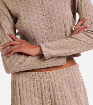 Leset Cropped pointelle cotton cardigan | Thumbnail 3