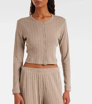 Leset Cropped pointelle cotton cardigan | Thumbnail 4