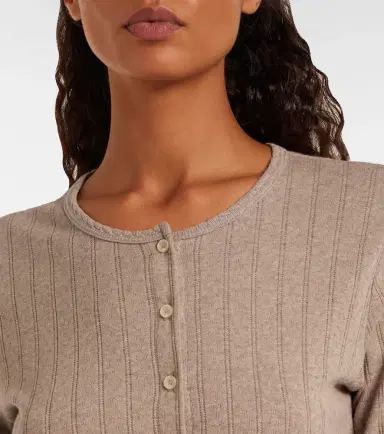 Leset Cropped pointelle cotton cardigan | Thumbnail 5