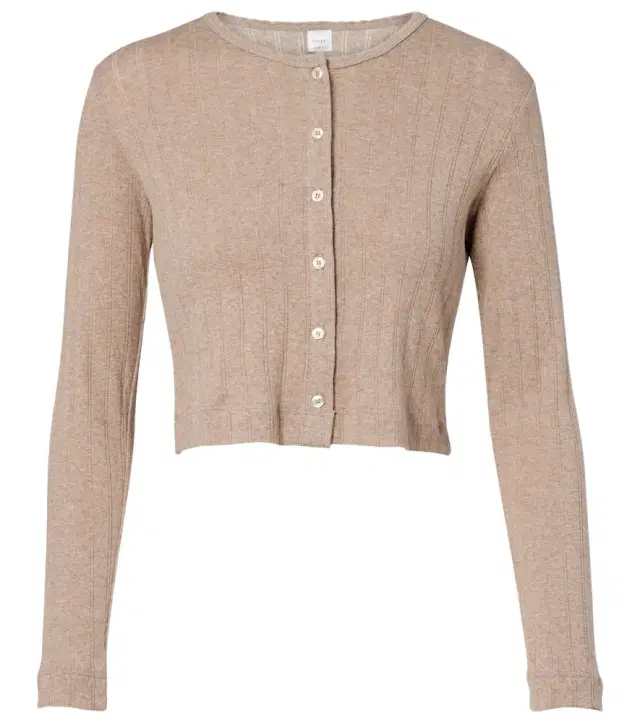 Leset Cropped pointelle cotton cardigan