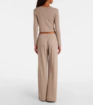 Leset Pointelle cotton wide-leg pants | Thumbnail 2