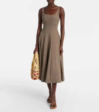 Staud Wells houndstooth midi dress | Thumbnail 4