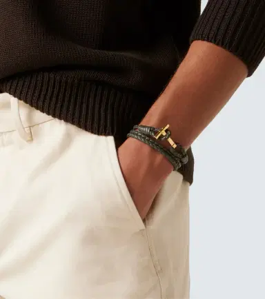 Tom Ford T braided leather bracelet | Thumbnail 4