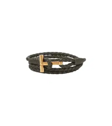 Tom Ford T braided leather bracelet | Thumbnail 1