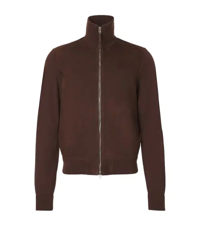 Tom Ford Suede-paneled wool-blend zip-up sweater