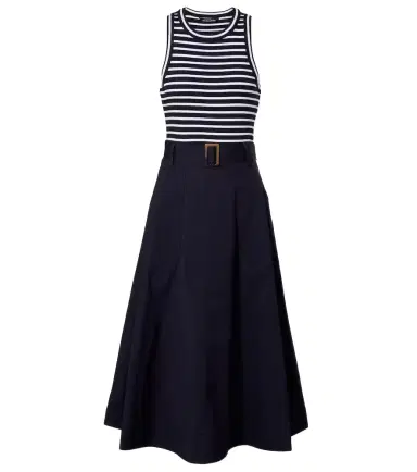 Veronica Beard Belted cotton-blend midi dress | Thumbnail 1 Veronica Beard Belted cotton-blend midi dress | Thumbnail 1