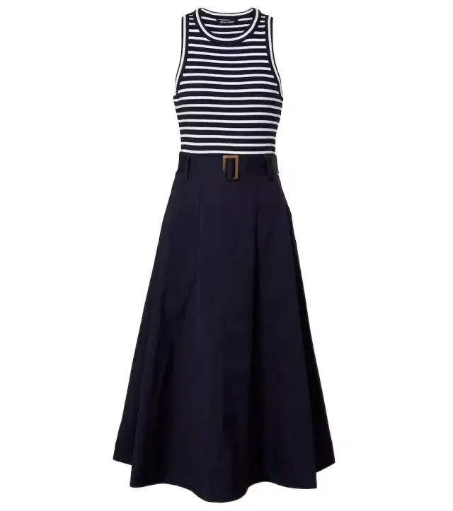 Veronica Beard Belted cotton-blend midi dress