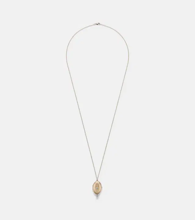 Persee Persée 9kt gold locket necklace with diamonds