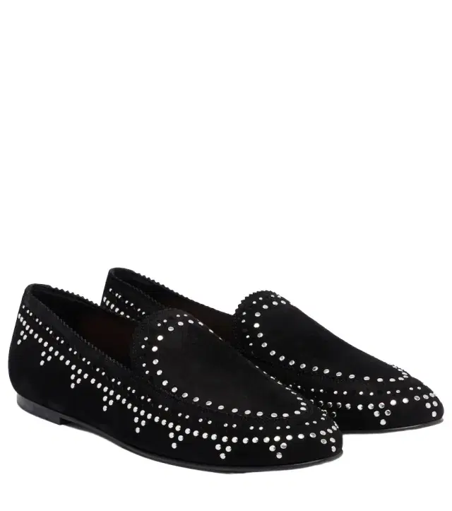 Aquazzura Skye studded suede loafers