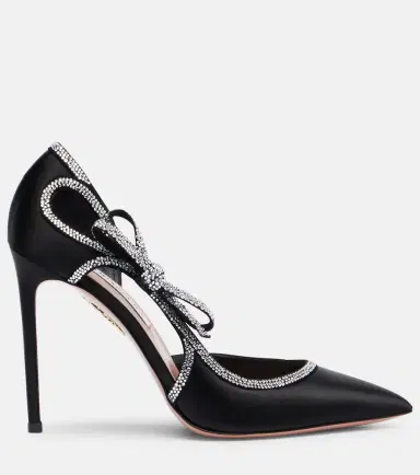 Aquazzura Soave Crystal 105 embellished satin pumps | Thumbnail 2