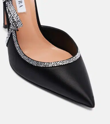 Aquazzura Soave Crystal 105 embellished satin pumps | Thumbnail 3