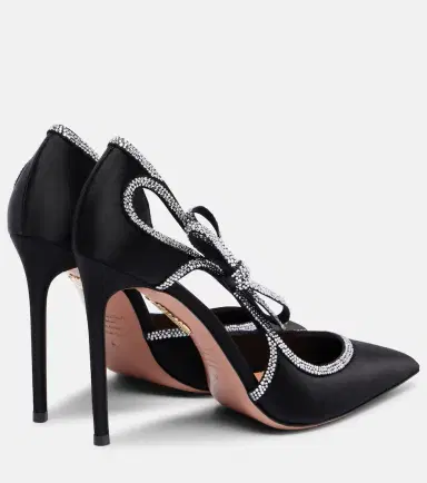 Aquazzura Soave Crystal 105 embellished satin pumps | Thumbnail 4