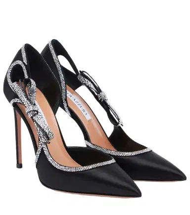 Aquazzura Soave Crystal 105 embellished satin pumps | Thumbnail 1