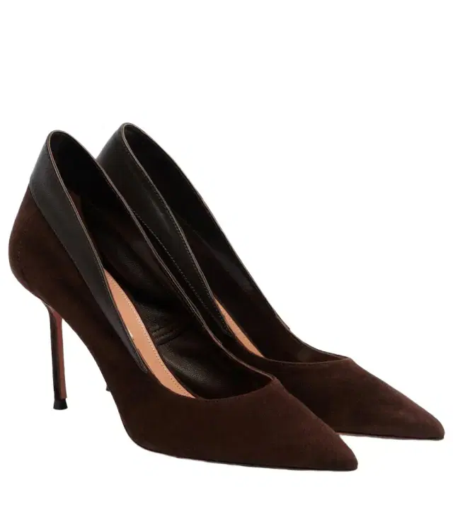 Aquazzura Guanto 85 leather-trimmed suede pumps