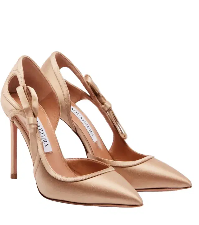 Aquazzura Soave 105 bow-detail satin pumps