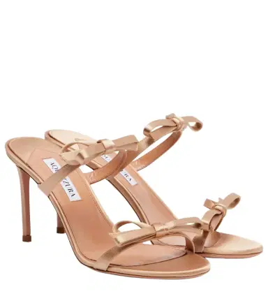 Aquazzura Soave 85 bow-detail satin sandals | Thumbnail 1