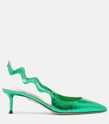 Aquazzura Artiste 50 metallic leather slingback pumps | Thumbnail 2