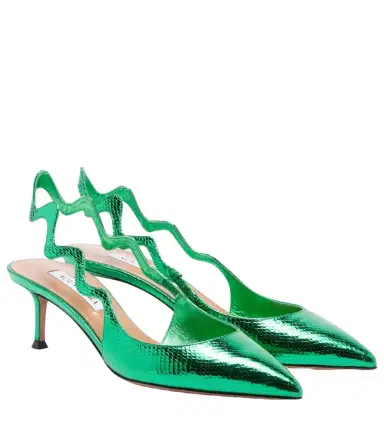 Aquazzura Artiste 50 metallic leather slingback pumps | Thumbnail 1