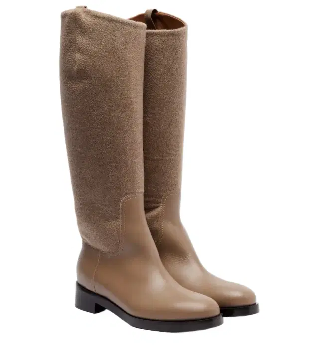 Max Mara Cashmere and leather knee-high boots