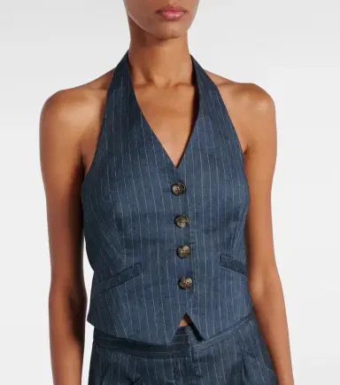 Veronica Beard Arabella pinstripe linen-blend vest | Thumbnail 4 Veronica Beard Arabella pinstripe linen-blend vest | Thumbnail 4