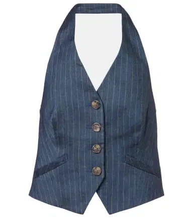 Veronica Beard Arabella pinstripe linen-blend vest | Thumbnail 1 Veronica Beard Arabella pinstripe linen-blend vest | Thumbnail 1