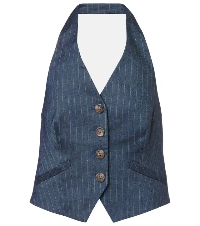 Veronica Beard Arabella pinstripe linen-blend vest