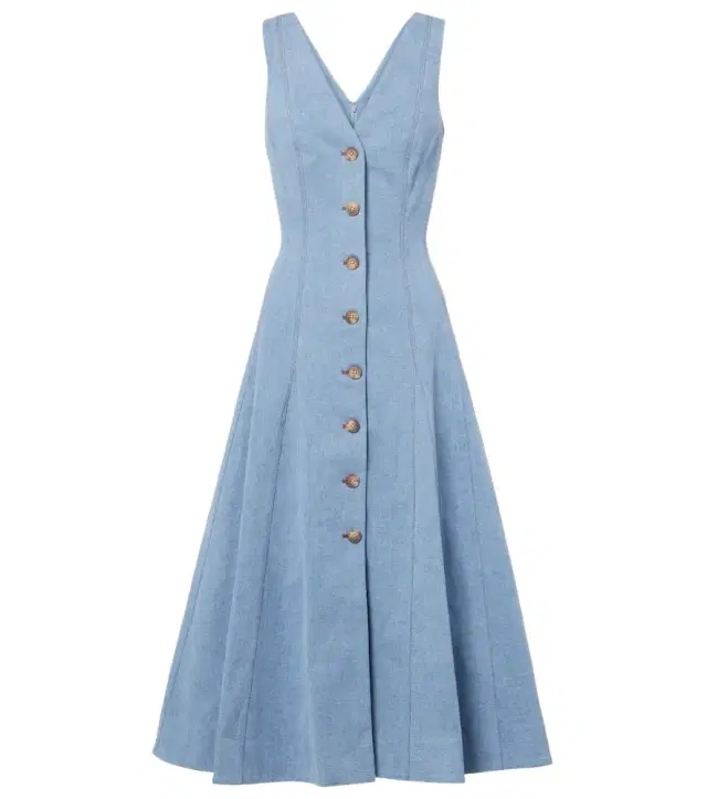 Veronica Beard Lou pleated denim midi dress