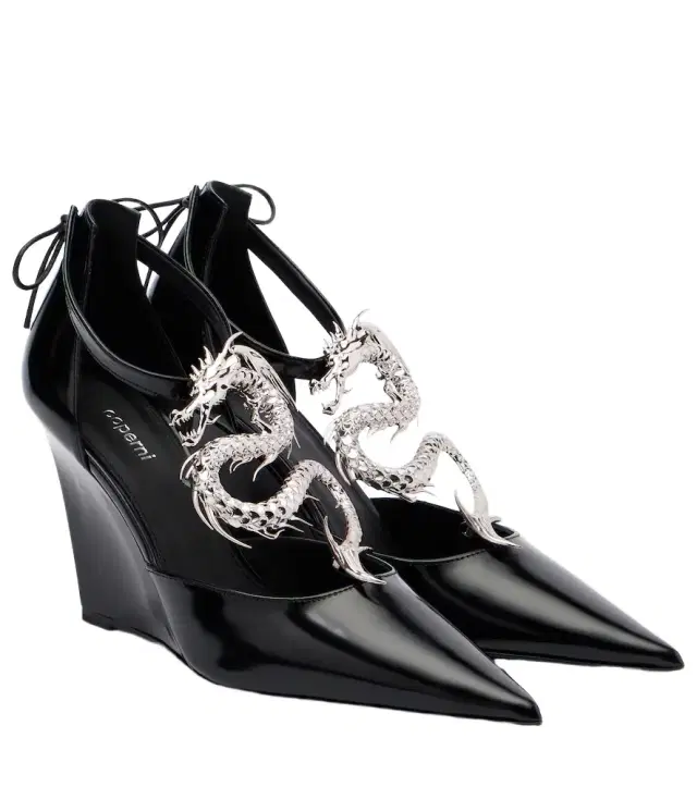 Coperni Dragon embellished leather wedge pumps