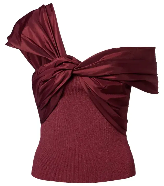 Simkhai Celiana organza-trimmed knitted top