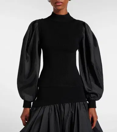 Simkhai Jackie taffeta-trimmed knitted top | Thumbnail 4