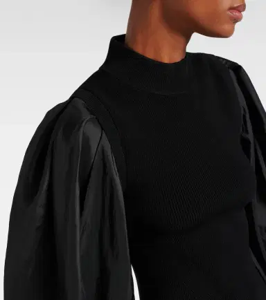 Simkhai Jackie taffeta-trimmed knitted top | Thumbnail 6