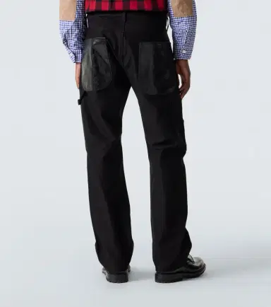 Junya Watanabe Leather-trimmed straight jeans | Thumbnail 5 Junya Watanabe Leather-trimmed straight jeans | Thumbnail 5