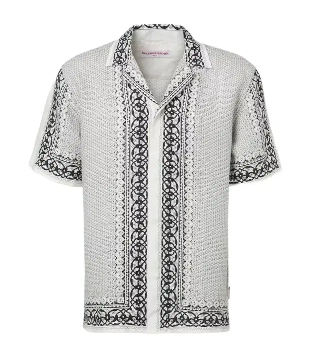 Orlebar Brown Maitan printed linen bowling shirt
