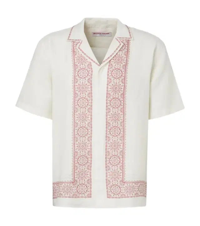 Orlebar Brown Maitan printed linen bowling shirt
