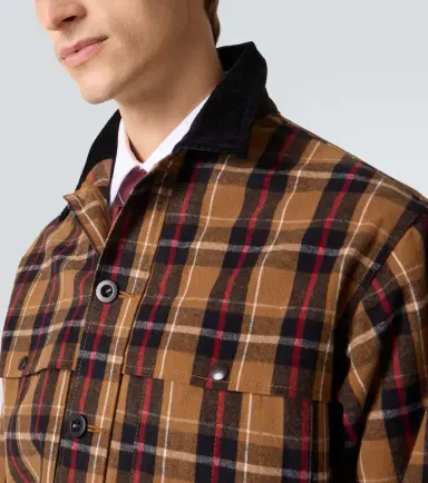 Junya Watanabe Checked leather-trimmed cotton jacket | Thumbnail 3 Junya Watanabe Checked leather-trimmed cotton jacket | Thumbnail 3