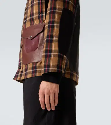 Junya Watanabe Checked leather-trimmed cotton jacket | Thumbnail 4 Junya Watanabe Checked leather-trimmed cotton jacket | Thumbnail 4