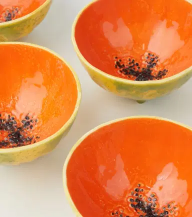 Bordallo Pinheiro Tropical Fruits Papaya set of 4 earthenware bowls | Thumbnail 3